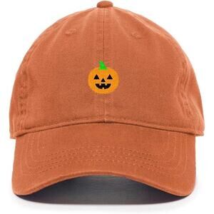 Halloween Pumpkin Hat Embroidered Cotton Adjustable Baseball Cap Dad Hat Orange